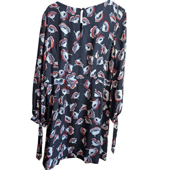 MILLY New York  💯 Silk Merlot Poppy Print Clemie Tie  Dress Size 12 Large - Picture 13 of 15